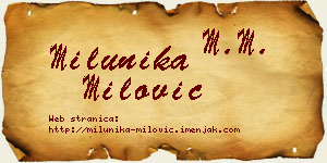 Milunika Milović vizit kartica